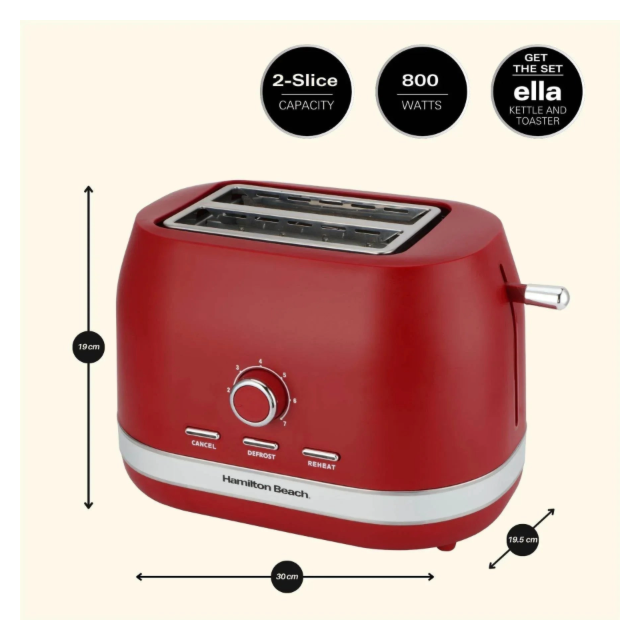 Hamilton Beach Hbt1322mr 2 Slice Toaster