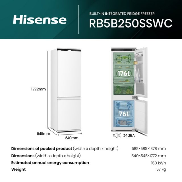 Hisense RB5B250SSWC1 Integrated 60/40 Smart Fridge Freezer