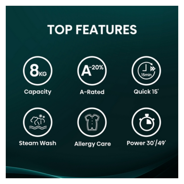 Hisense WF1Q1041BW 10kg 1400 Spin, Steam Washing Machine - White
