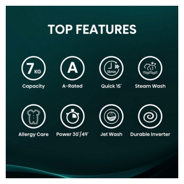 Hisense WF1Q7021BW 7kg 1200 Spin, Steam Washing Machine - White