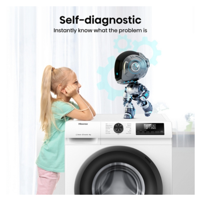 Hisense WF1Q8041BW 8kg 1400 Spin, Steam Washing Machine - White