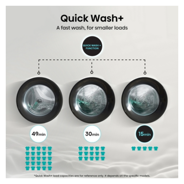 Hisense WF3S1043BB3 10.5Kg 1400 Spin Steam Washing Machine - Black