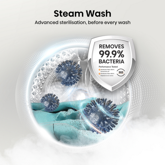 Hisense WF3S1043BB3 10.5kg 1400 Spin Steam Wash Black