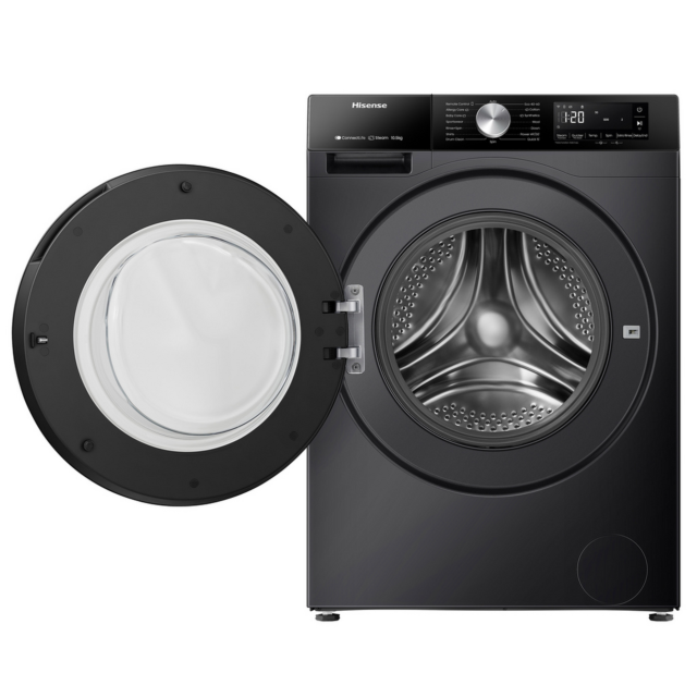 Hisense WF3S1043BB3 10.5kg 1400 Spin Steam Wash Black