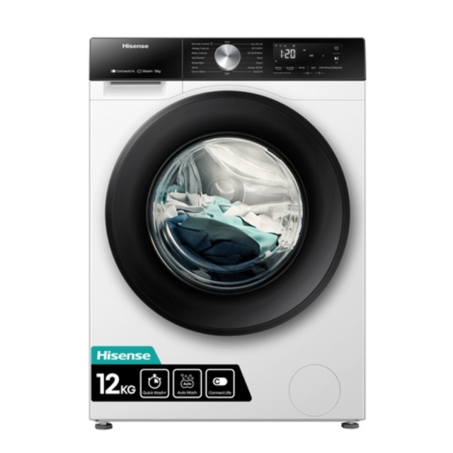 Hisense WF3S1243BW3 12Kg 1400 Spin, Steam Washing Machine - White