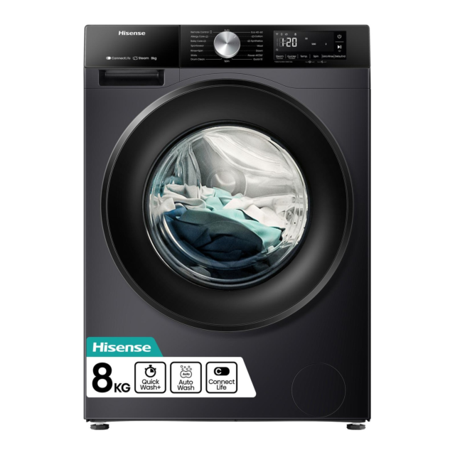 Hisense WF3S8043BB3 8Kg 1400 Spin Washing Machine - Black