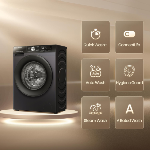 Hisense WF3S8043BB3 8Kg 1400 Spin Washing Machine - Black