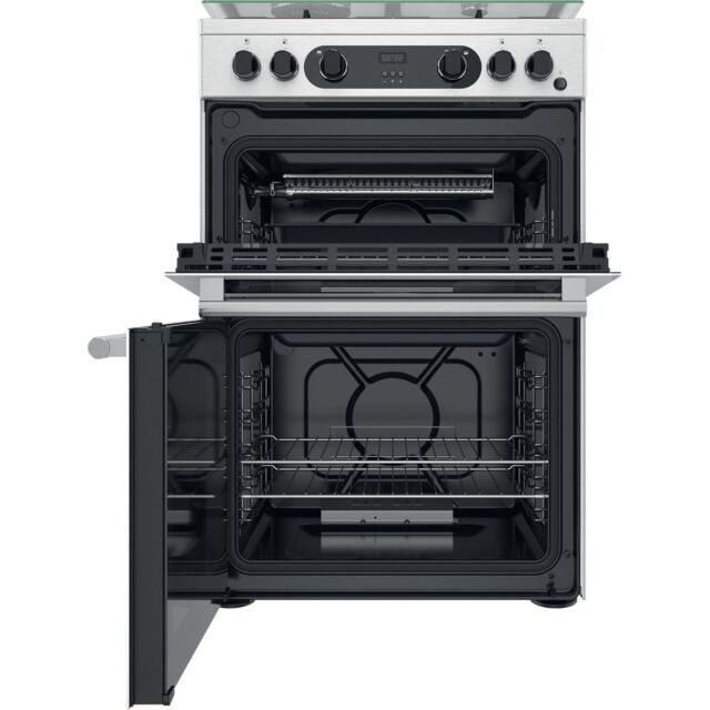 Hotpoint CD67G0CCX/UK Freestanding Gas Cooker Double Oven With Catalytic Liners And Wok Burner 