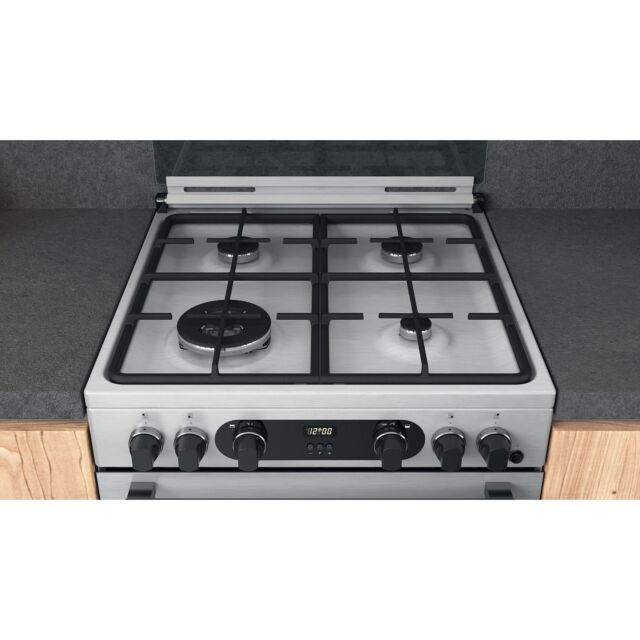Hotpoint CD67G0CCX/UK Freestanding Gas Cooker Double Oven With Catalytic Liners And Wok Burner 