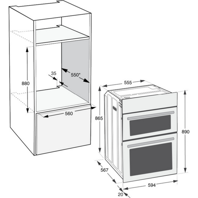 Hotpoint DIH10DW 89cm Electric Built-In Double Oven White