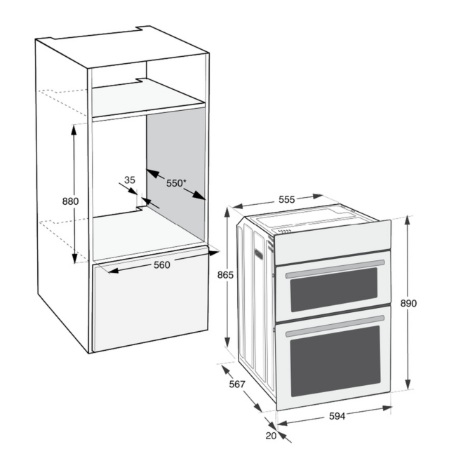 Hotpoint DIH82DIX Electric Double Oven 59.4cm Stainless Steel