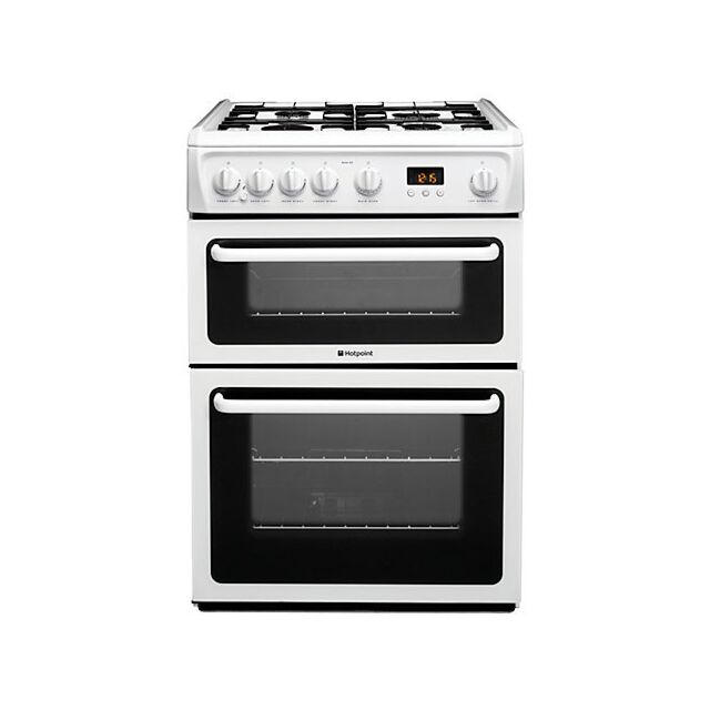 Hotpoint HAG60P 60cm Double Oven Gas Cooker White
