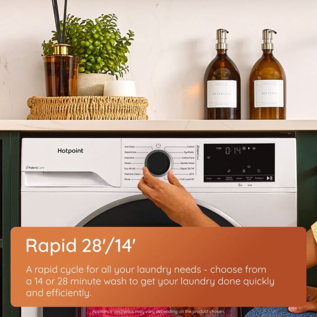 Hotpoint HB93GCAREUK A-30%, 9Kg, 1400 Rpm, Large Black, -, Ds7, Fabric Care, Colorcare, Pet Hair Car