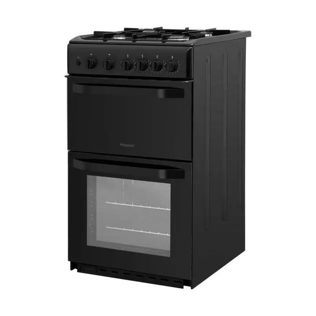 Hotpoint HD5G00KCB 50cm Twin Cavity Gas Cooker - Black