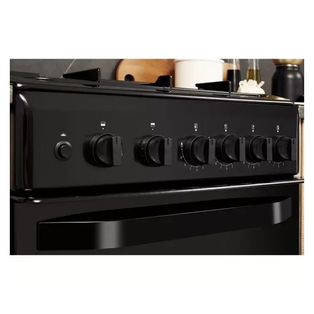 Hotpoint HD5G00KCB 50cm Twin Cavity Gas Cooker - Black