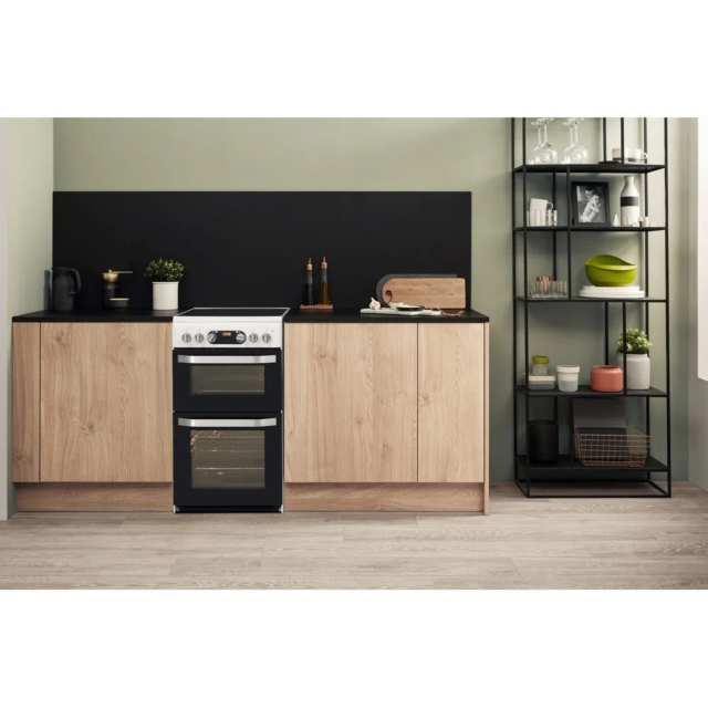 Hotpoint HD5V93CCW/UK 50Cm Ceramic Electric Cooker with Double Oven