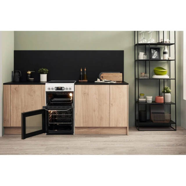 Hotpoint HD5V93CCW/UK 50Cm Ceramic Electric Cooker with Double Oven