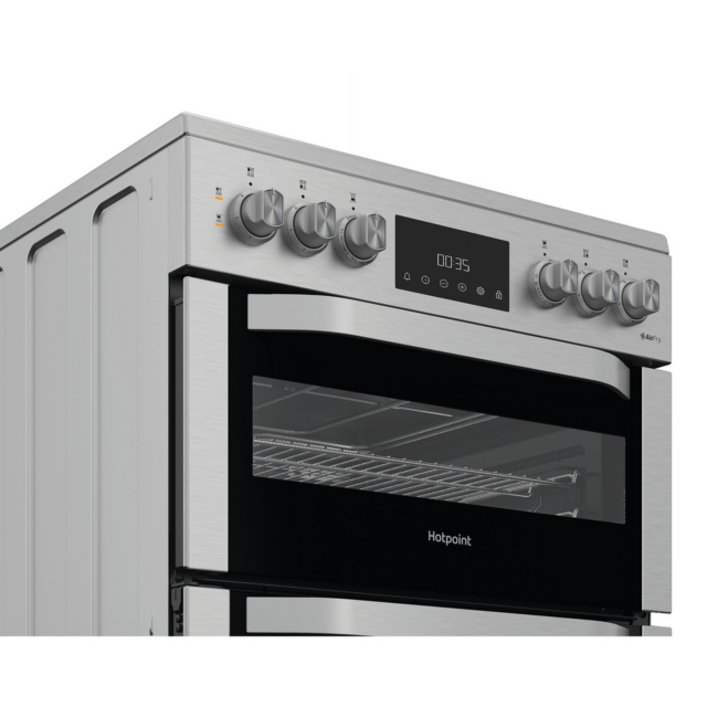Hotpoint HDE6VDCAX 60cm Double Oven Electric Cooker