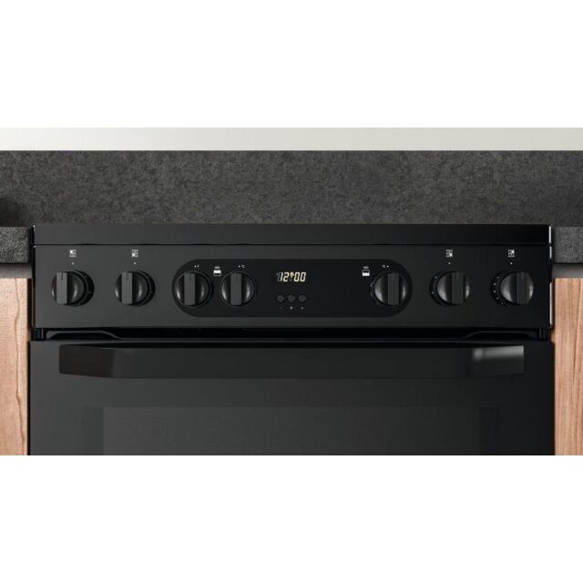 Hotpoint HDEU67V9C2B/UK 60Cm Double Oven Electric Cooker With Ceramic Hob - Black
