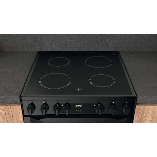 Hotpoint HDEU67V9C2B/UK 60Cm Double Oven Electric Cooker With Ceramic Hob - Black