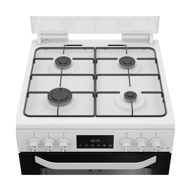 Hotpoint HDG6GDCW 60cm Double Gas Cooker with Glass Lid