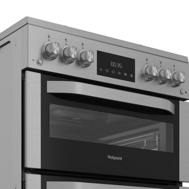 Hotpoint HDG6GDCX 60cm Double Oven Gas Cooker Stainless Steel