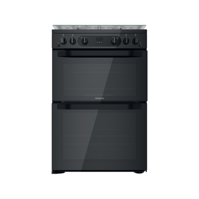 Hotpoint HDM67G0CCB/UK Freestanding Gas Cooker Double Oven With Catalytic Liners In Black 
