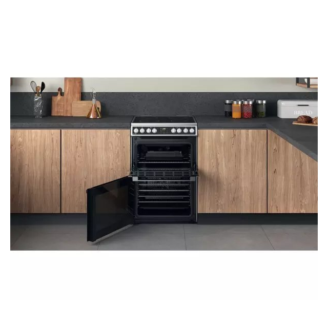 Hotpoint HDM67V8D2CX 60 cm Ceramic Double Cooker - Stainless Steel