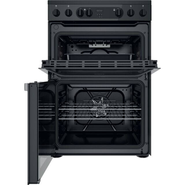 Hotpoint HDM67V9CMB/UK Freestanding Electric Double Oven Cooker With Ceramic Hob In Black 