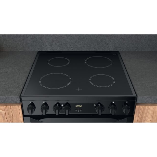 Hotpoint HDM67V9CMB/UK Freestanding Electric Double Oven Cooker With Ceramic Hob In Black 