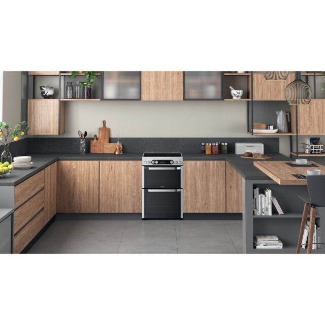 Hotpoint HDM67V9HCX/UK Freestanding Electric Cooker Double Oven With Solar Plus Grill In Stainless S
