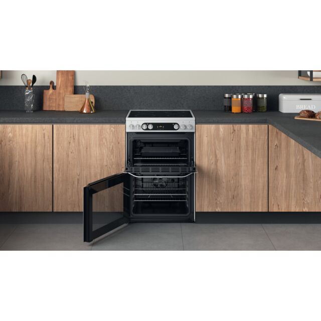 Hotpoint HDM67V9HCX/UK Freestanding Electric Cooker Double Oven With Solar Plus Grill In Stainless S