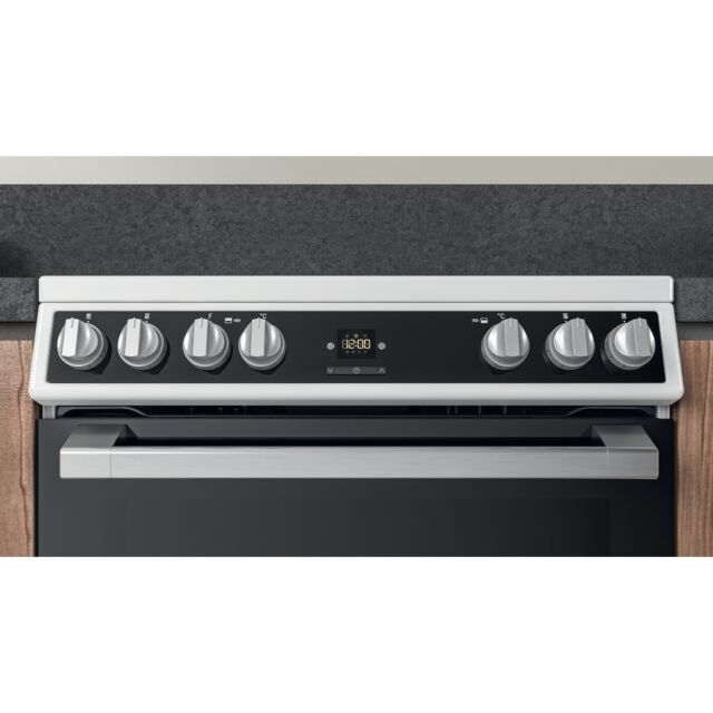 Hotpoint HDT67V9H2CW/UK Freestanding Electric Cooker Double Oven With Tilted Display In White