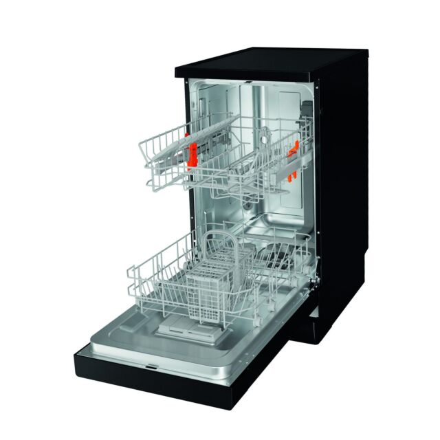 Hotpoint HF9E1B19BUK Freestanding Slimline Dishwasher Black