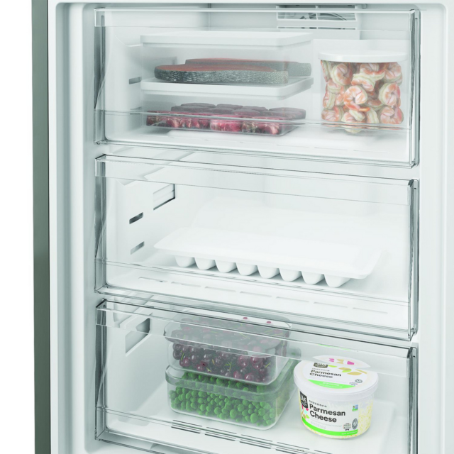 Hotpoint HPK26413XR6UKE 59.5cm 70/30 Fridge Freezer Black Steel