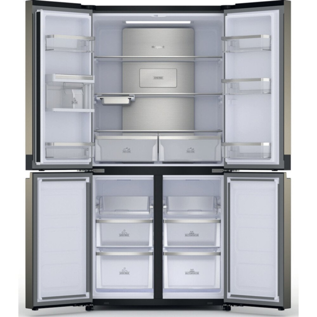 Hotpoint HQ9U1BL American 4 Door Style Fridge Freezer - Black Steel