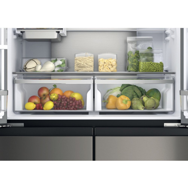 Hotpoint HQ9U1BL American 4 Door Style Fridge Freezer - Black Steel