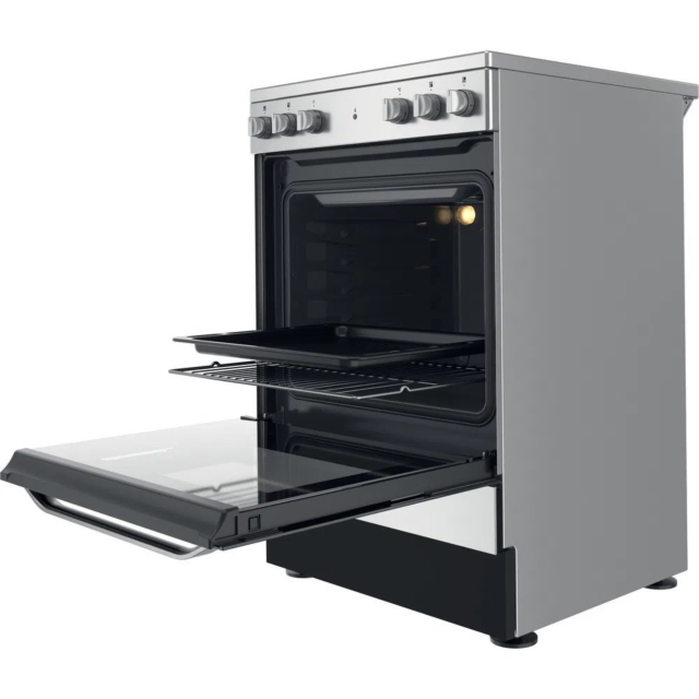 Hotpoint HS67V5KHX 60cm Double Oven Electric Cooker with Ceramic Hob - Stainless Steel