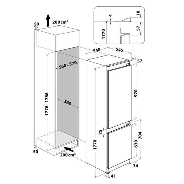 Hotpoint HTC18T112UK 54cm 70/30 Auto Defrost Fridge Freezer