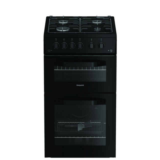 Hotpoint HTG5GCB 50cm Double Oven Gas Cooker Black