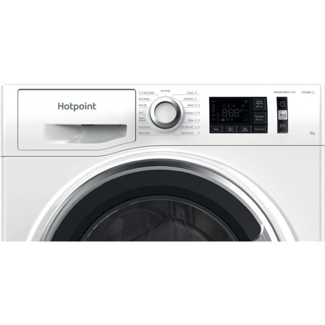 Hotpoint NM11948WCAUK A-20%, 9KG, 1400RPM, Dual Chromed Door, Big Digit, ActiveCare, Steam Pack, Rap
