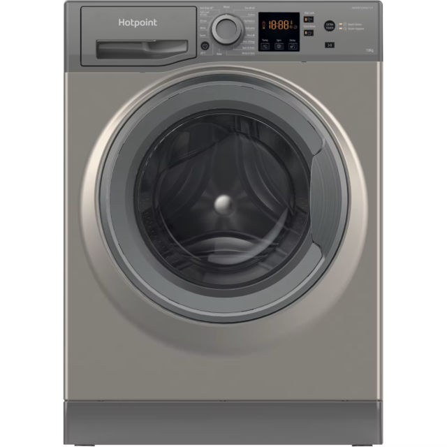 Hotpoint NSWM1046GGUK A Energy, 10KG, 1400RPM, Dual Silver Door, Inverter Motor, Small Digit, Antist