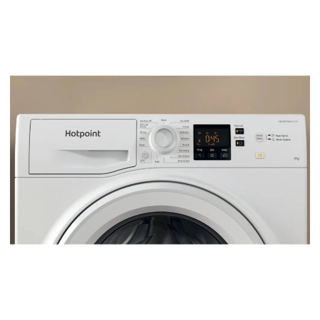 Hotpoint NSWM864CGGUKN 8Kg 1600 Spin, Digit Plus,Anti Stain 40,Full Load 45,Steam Hygiene, Rapid Opt