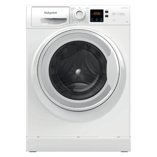 Hotpoint NSWM864CWUKN 8Kg 1600 Spin, Digit Plus,Anti Stain 40,Full Load 45,Steam Hygiene, Rapid Opti