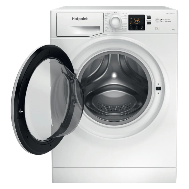 Hotpoint NSWM864CWUKN 8Kg 1600 Spin, Digit Plus,Anti Stain 40,Full Load 45,Steam Hygiene, Rapid Opti