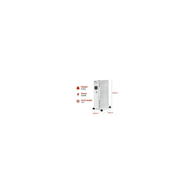 Igenix IG2620 Oil Filled Radiator 2000 Watt In White 
