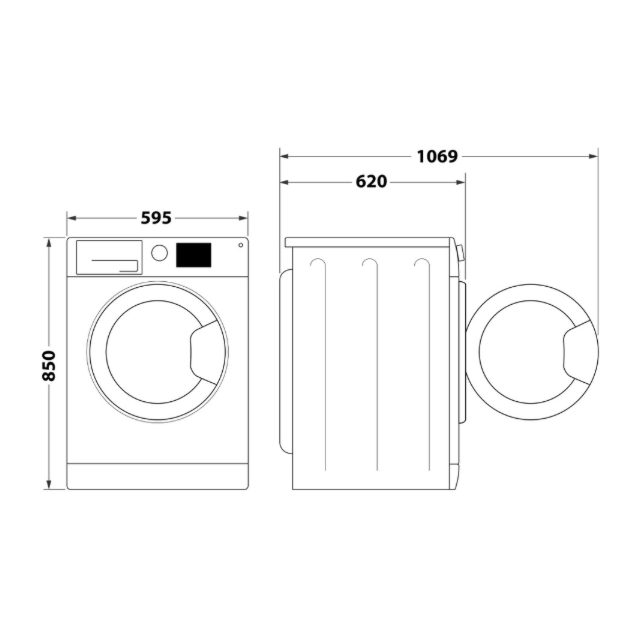 Indesit BWE101496XWVUK A Energy, 10KG, 1400RPM, White, Big Digit, Push & Go with Steam, Water Balanc