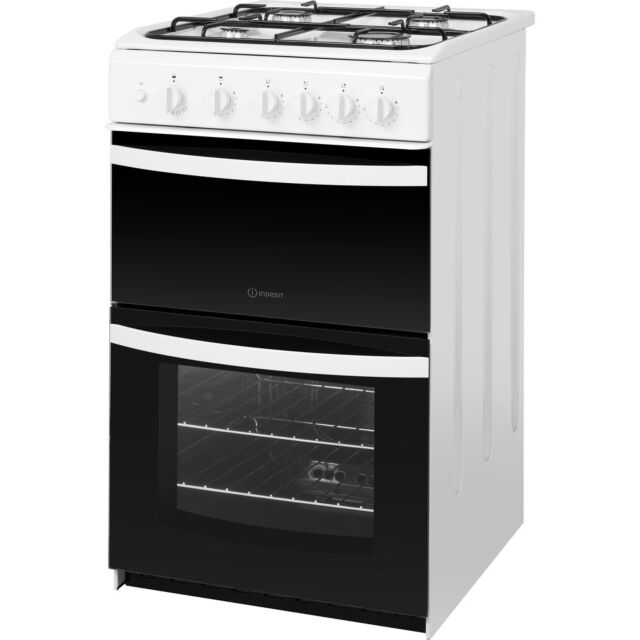 Indesit ID5G00KMW Gas Cooker Twin Cavity No Lid