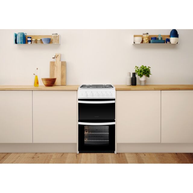 Indesit ID5G00KMW Gas Cooker Twin Cavity No Lid
