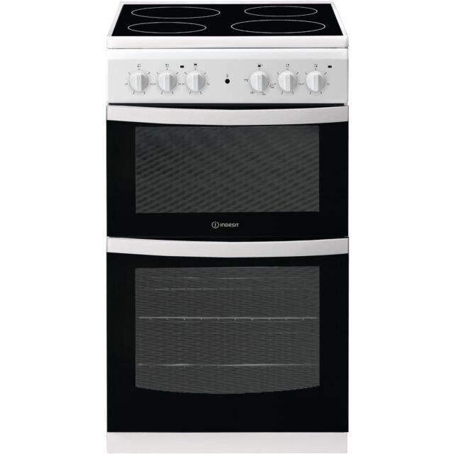 Indesit ID5V92KMW Twin Cavity 50Cm Ceramic Top Electric Cooker 